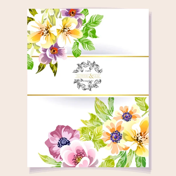 Carte Invitation Colorée Motif Fleurs Style Vintage — Image vectorielle