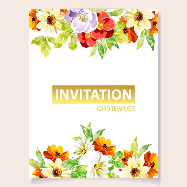 Gekleurde Uitnodigingskaart Vintage Stijl Bloemen Patroon — Stockvector