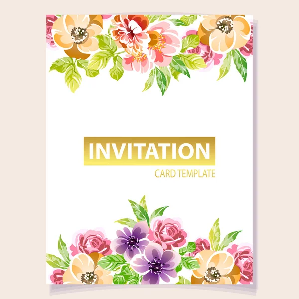 Gekleurde Uitnodigingskaart Vintage Stijl Bloemen Patroon — Stockvector
