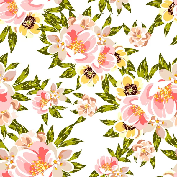 Fleurs Style Vintage Coloré Motif Sans Couture — Image vectorielle