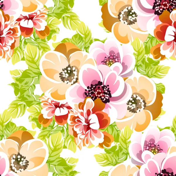 Renkli vintage tarzı çiçekler pürüzsüz desen