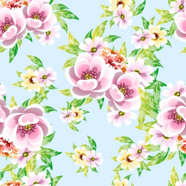 Renkli vintage tarzı çiçekler pürüzsüz desen