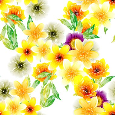 Renkli vintage tarzı çiçekler pürüzsüz desen