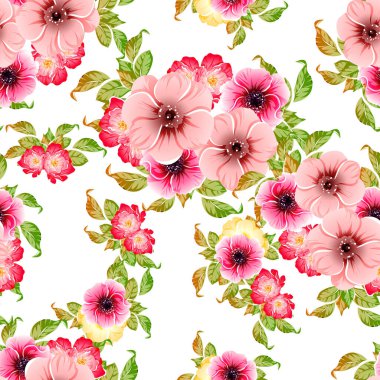 Renkli vintage tarzı çiçekler pürüzsüz desen