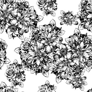 Kusursuz tek renkli klasik çiçek deseni