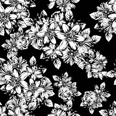 Kusursuz tek renkli klasik çiçek deseni