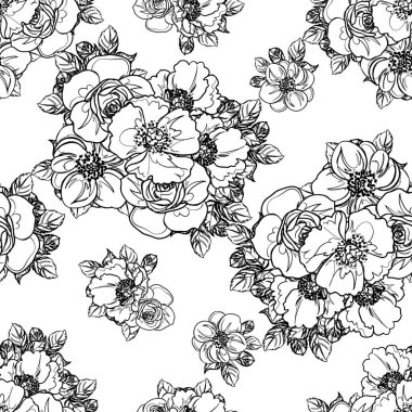 Kusursuz tek renkli klasik çiçek deseni