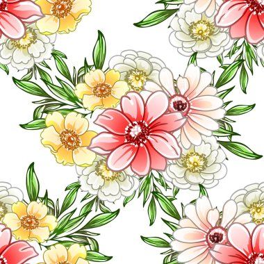 Renkli vintage tarzı çiçekler pürüzsüz desen