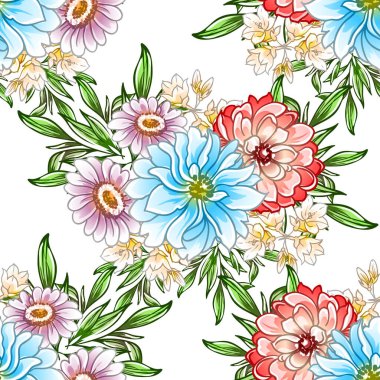 Renkli vintage tarzı çiçekler pürüzsüz desen
