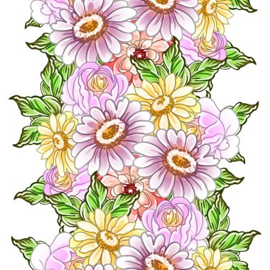 Renkli vintage tarzı çiçekler pürüzsüz desen