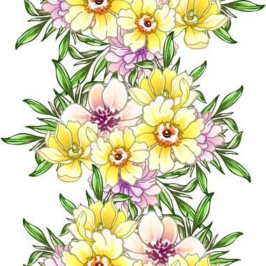 Renkli vintage tarzı çiçekler pürüzsüz desen