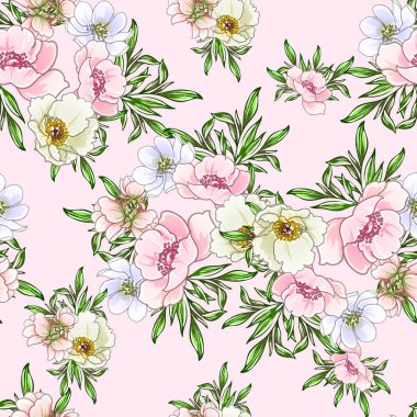 Renkli vintage tarzı çiçekler pürüzsüz desen