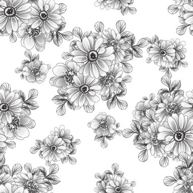 Kusursuz tek renkli klasik çiçek deseni