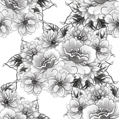 Kusursuz tek renkli klasik çiçek deseni