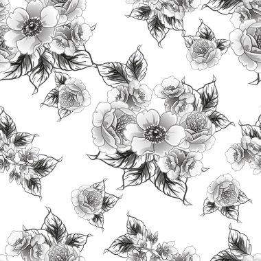 Kusursuz tek renkli klasik çiçek deseni