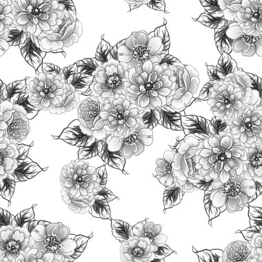 Kusursuz tek renkli klasik çiçek deseni