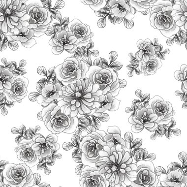 Kusursuz tek renkli klasik çiçek deseni