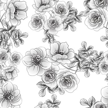 Kusursuz tek renkli klasik çiçek deseni