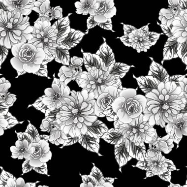 Kusursuz tek renkli klasik çiçek deseni