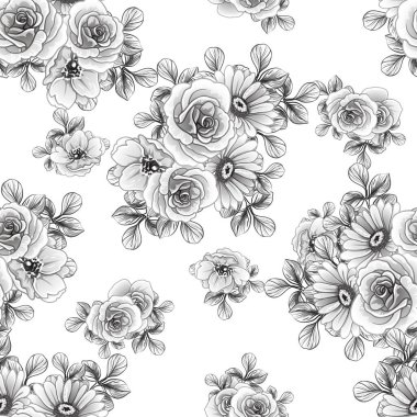 Kusursuz tek renkli klasik çiçek deseni