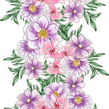 Renkli vintage tarzı çiçekler pürüzsüz desen