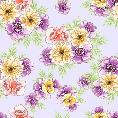 Renkli vintage tarzı çiçekler pürüzsüz desen