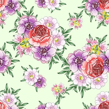Renkli vintage tarzı çiçekler pürüzsüz desen