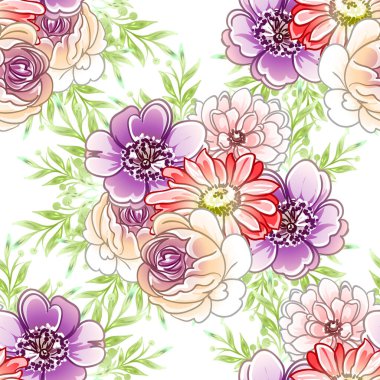 Renkli vintage tarzı çiçekler pürüzsüz desen