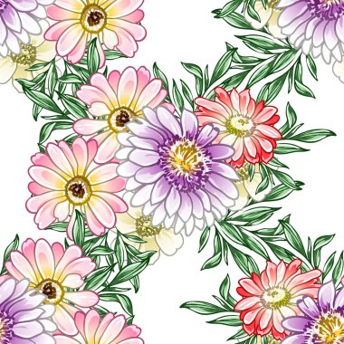 Renkli vintage tarzı çiçekler pürüzsüz desen