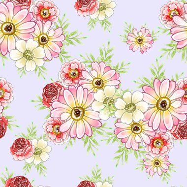 Renkli vintage tarzı çiçekler pürüzsüz desen