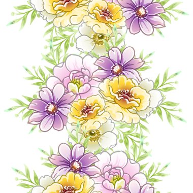 Renkli vintage tarzı çiçekler pürüzsüz desen