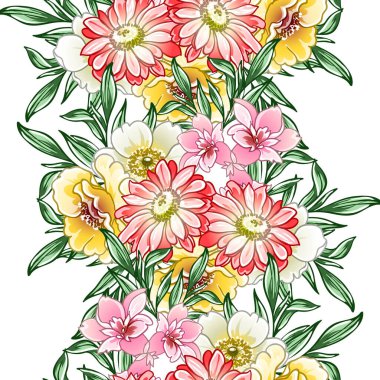 Renkli vintage tarzı çiçekler pürüzsüz desen