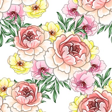 Renkli vintage tarzı çiçekler pürüzsüz desen