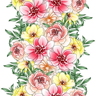 Renkli vintage tarzı çiçekler pürüzsüz desen