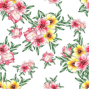 Renkli vintage tarzı çiçekler pürüzsüz desen