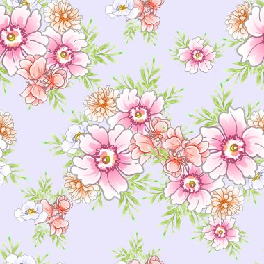 Renkli vintage tarzı çiçekler pürüzsüz desen