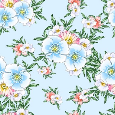 Renkli vintage tarzı çiçekler pürüzsüz desen