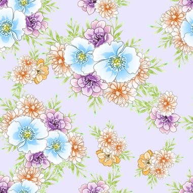 Renkli vintage tarzı çiçekler pürüzsüz desen