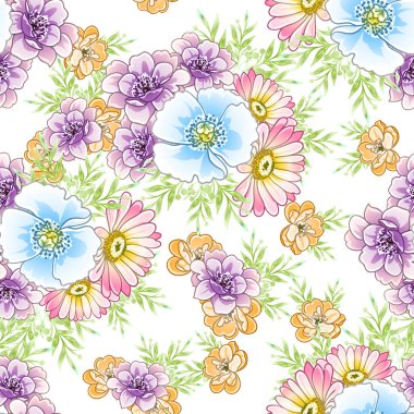 Renkli vintage tarzı çiçekler pürüzsüz desen