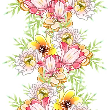 Renkli vintage tarzı çiçekler pürüzsüz desen