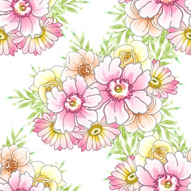 Renkli vintage tarzı çiçekler pürüzsüz desen
