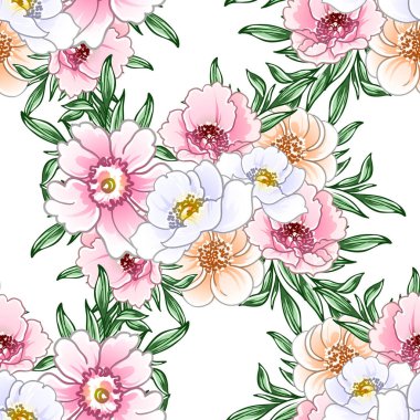 Renkli vintage tarzı çiçekler pürüzsüz desen