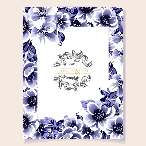 Έγχρωμη Πρόσκληση Κάρτα Vintage Στυλ Λουλούδια Μοτίβο — Διανυσματικό Αρχείο