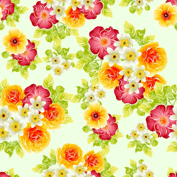 Coloridas Flores Estilo Vintage Patrón Sin Costuras — Vector de stock