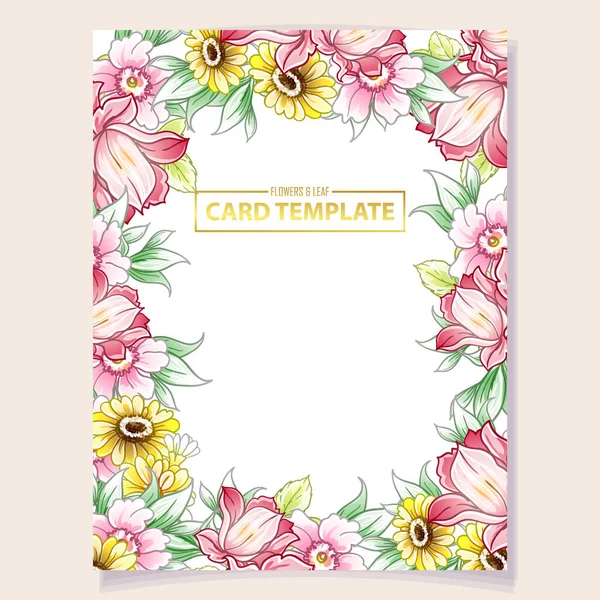 Tarjeta Invitación Color Patrón Flores Estilo Vintage — Vector de stock