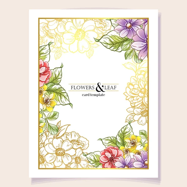 Carte Invitation Colorée Motif Fleurs Style Vintage — Image vectorielle