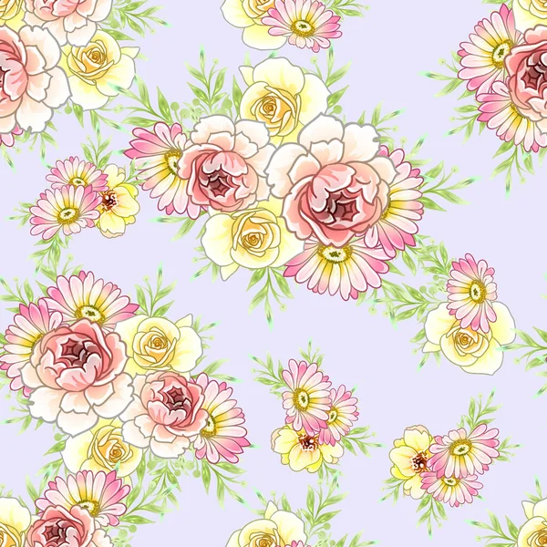 Coloridas Flores Estilo Vintage Patrón Sin Costuras — Vector de stock