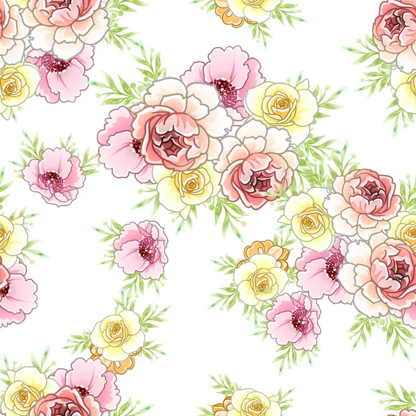 Fleurs Style Vintage Coloré Motif Sans Couture — Image vectorielle