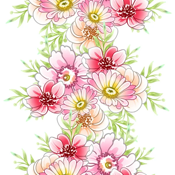 Coloridas Flores Estilo Vintage Patrón Sin Costuras — Vector de stock