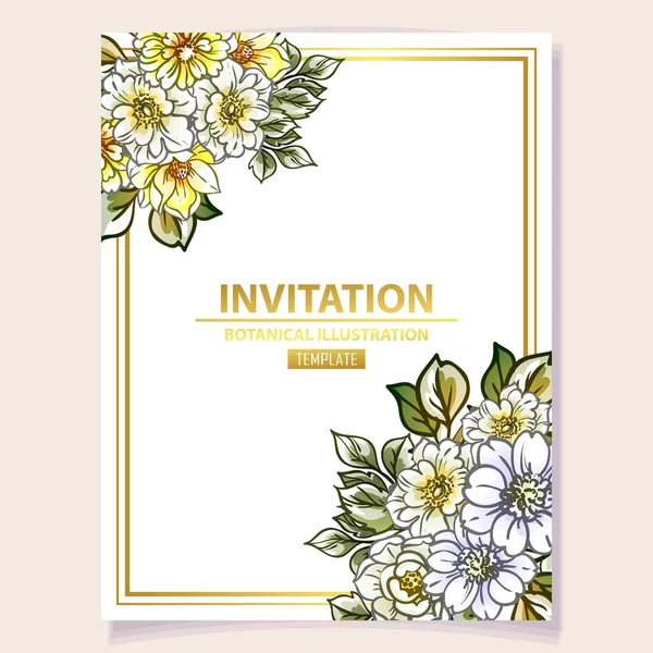 Кольорова Листівка Запрошення Візерунок Квітів Вінтажному Стилі — стоковий вектор